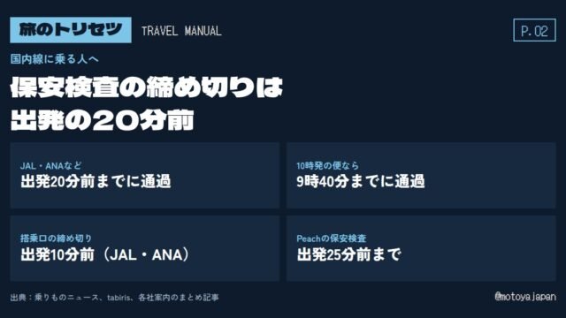 旅のトリセツ P.02 国内線の保安検査の締め切りは出発の20分前